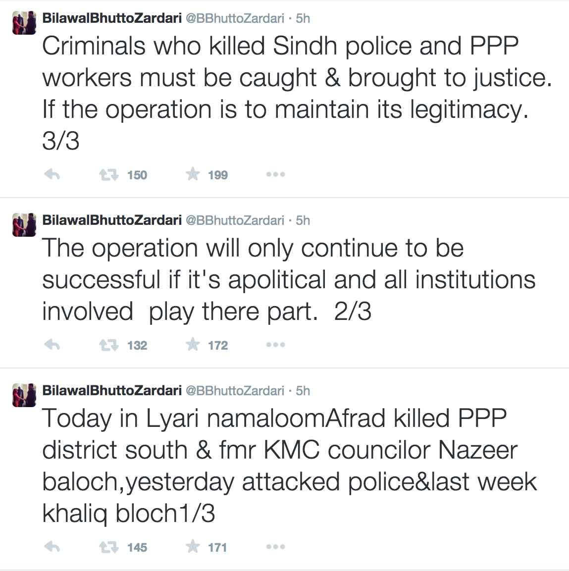Bilawal Bhutto Tweets about Killing PPP Workers