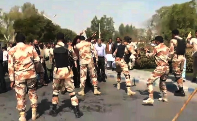 rangers clash with PIA workers