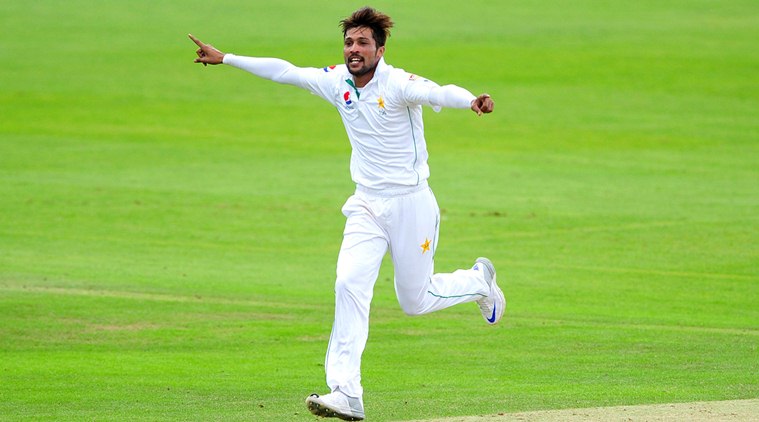 Pakistan's Mohammad Amir celebrates taking a wicket