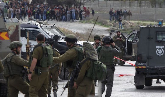 Palestinian stabs Israeli soldier.