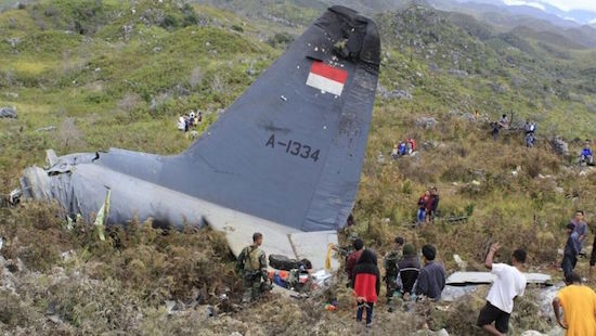 Indonesian air force plane crashes