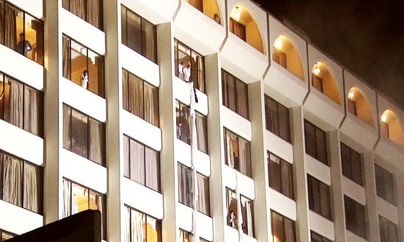 fire at Karachi's Regent Plaza hotel