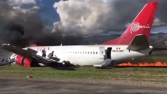 Plane fire in Peru