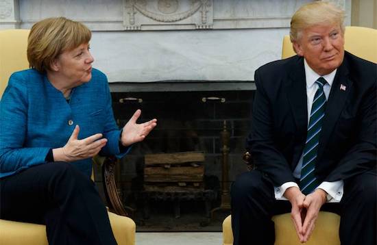 Trump Merkel awkward body