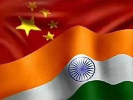 India China Flags