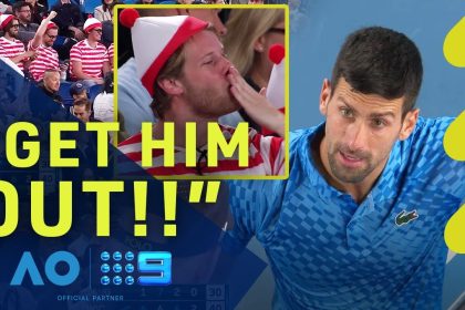 Djokovic argues with the chair umpire