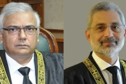 Justice Amin-ud-Din Khan (left) and Justice Qazi Faez Isa.