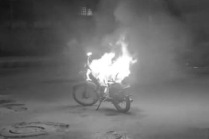 Karachi Man Burns Motorcycle