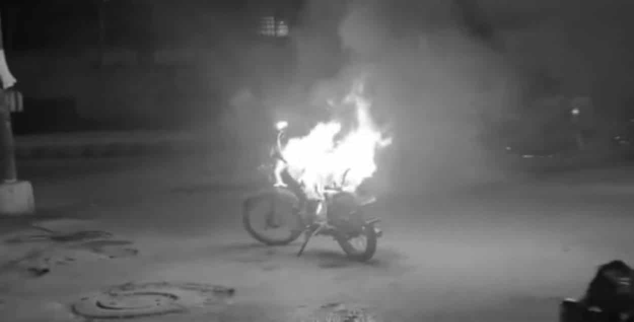 Karachi Man Burns Motorcycle