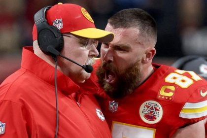 Travis Kelce's pushes Coach Andy