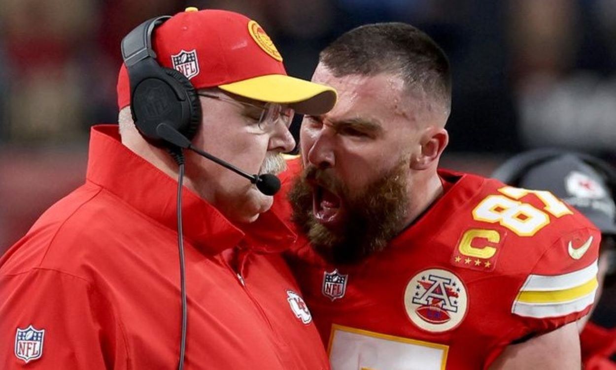 Travis Kelce's pushes Coach Andy