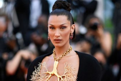 Bella Hadid Snowy Red Bikini Shoot