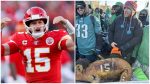 Egles Fans With Pig No. 15 number at Eagles Super Bowl Parade