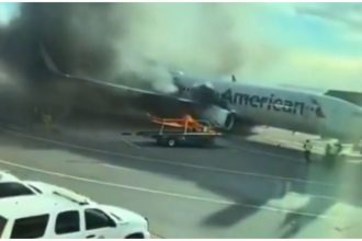 American Airlines fire Denver Airport