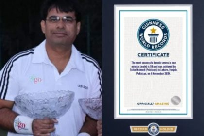 Talha Waheed World Record in Tennis Serves