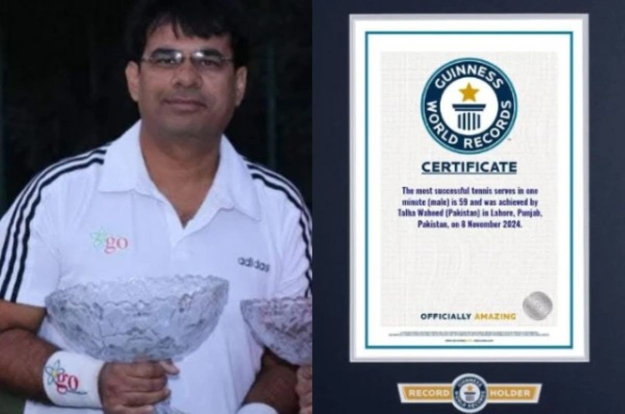 Talha Waheed World Record in Tennis Serves