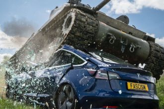 Sherman Tank over Tesl