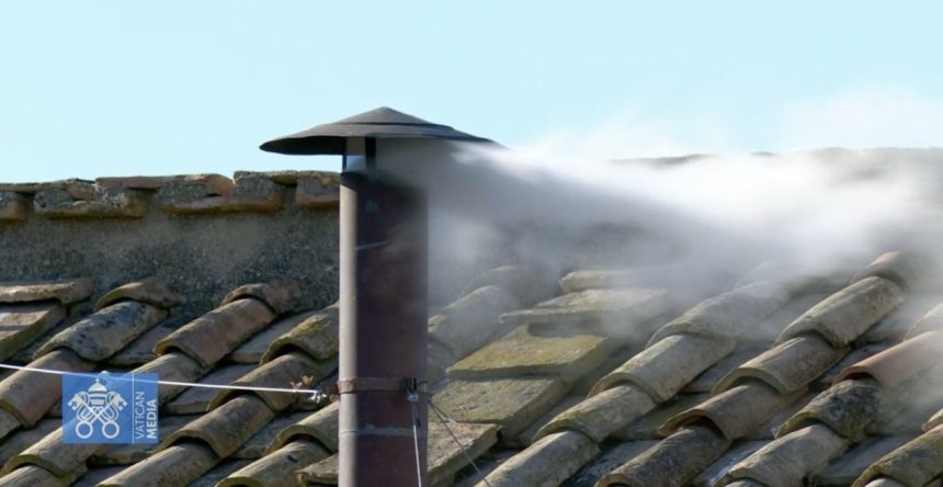 White Smoke from the chimney of the Sistine Chapel.