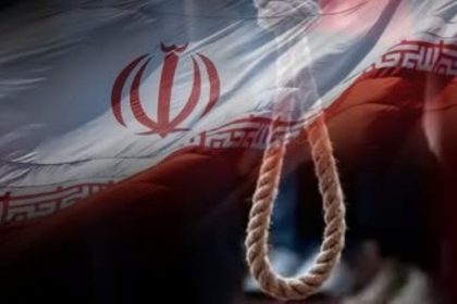 Illustration of Iran’s flag with a noose in the foreground symbolising executions.