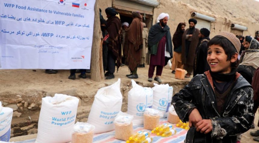 USAID and WFP Food assistance supplies are distributed to vulnerable families in Afghanistan amid a worsening hunger