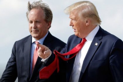 Texas Attorney General Ken Paxton is shown in a political news image connected to an endorsement from President Donald Trump.