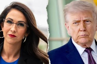 Republican Rep. Lauren Boebert and President Donald Trump appear side by side in a composite news-style image.
