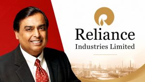 Mukesh Dhirubhai Ambani appears in a corporate graphic with the Reliance Industries Limited logo.