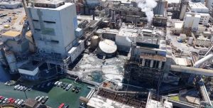 Aerial view of the Nippon Dynawave Packaging Co. paper mill in Longview, Washington, where a tank rupture killed 11 people.