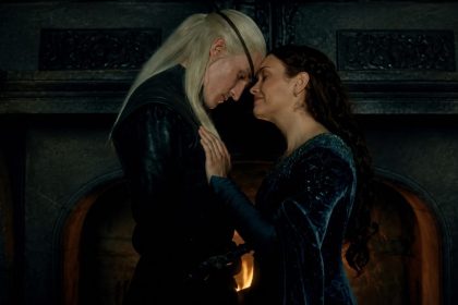 Aemond Targaryen Alicent scene in House of the Dragon Season 3 premiere with Ewan Mitchell and Olivia Cooke.