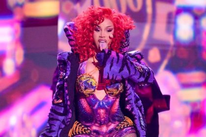 Cardi B performing on stage at the 2026 BET Awards.