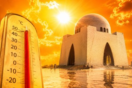 Karachi Weather Today with hot and humid conditions, partly cloudy skies and sea breeze forecast.