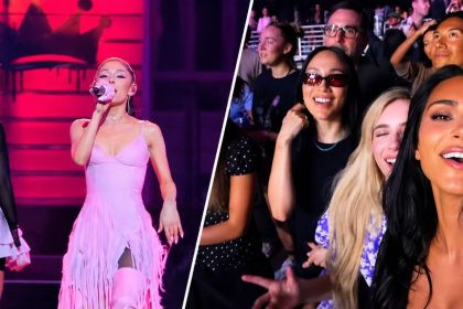 Kim Kardashian Ariana Grande concert clip from the Eternal Sunshine Tour at Crypto.com Arena in Los Angeles
