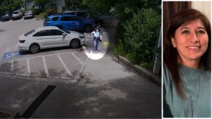 Composite image showing surveillance footage and a portrait of Melissa Casias, who was found dead in Carson National Forest.