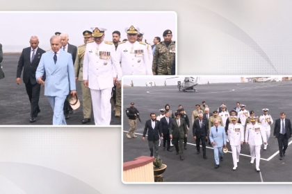 Prime Minister Shehbaz Sharif attends the Pakistan Naval Academy passing-out parade of the 125th Midshipmen and 33rd Short Service Commission Course on Saturday.