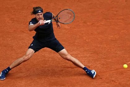 Alexander Zverev plays a forehand return against Jakub Mensik during their French Open semi-final.