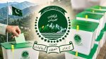 collage of the AJK Election Commission logo with ballot boxes and voting-themed visuals.