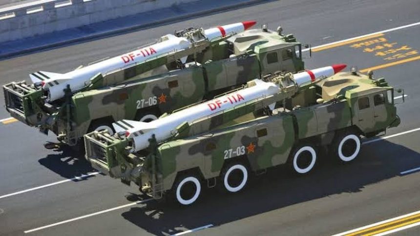 China Dong Feng-11 DF-11 CSS-7 missile variant M-11 on mobile launch vehicles.