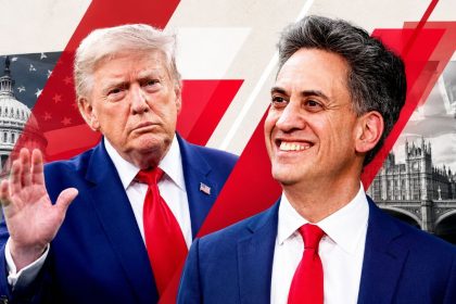Donald Trump and UK Foreign Secretary Ed Miliband.