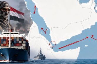 Cargo ships reroute near Bab al-Mandab amid Houthi blockade threat.