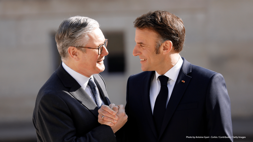 Keir Starmer and Emmanuel Macron meet during an official UK-France engagement.