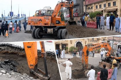 Second Lahore sinkhole on newly reconstructed Khayaban-e-Firdousi Road.
