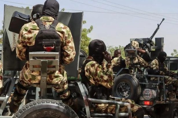 Nigerian Army troops carrying out a security operation in Zamfara.