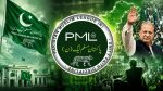 Former Prime Minister Nawaz Sharif with the Pakistan Muslim League-Nawaz (PML-N) party emblem in a green-themed editorial collage.