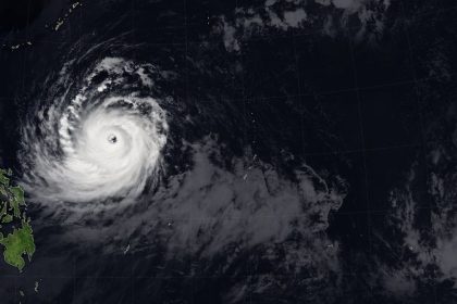 Super Typhoon Bavi over the Northern Mariana Islands on July 8, 2026