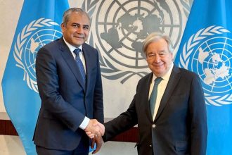 Syed Mohsin Naqvi meets António Guterres at UN Headquarters