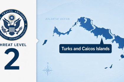 U.S. State Department Level 2 travel advisory for Turks and Caicos Islands.