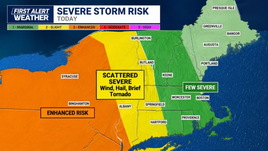 Severe storm risk map for the northeastern United States