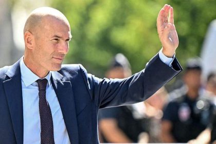 Zinedine Zidane, former France international footballer and coach, at a public event. Image: Getty Images.