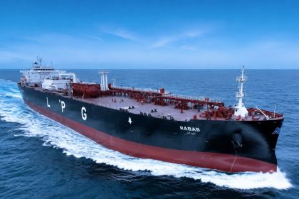 LPG tanker sailing through the open sea
