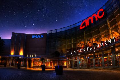 AMC Theatres complex with IMAX and AMC signs at night